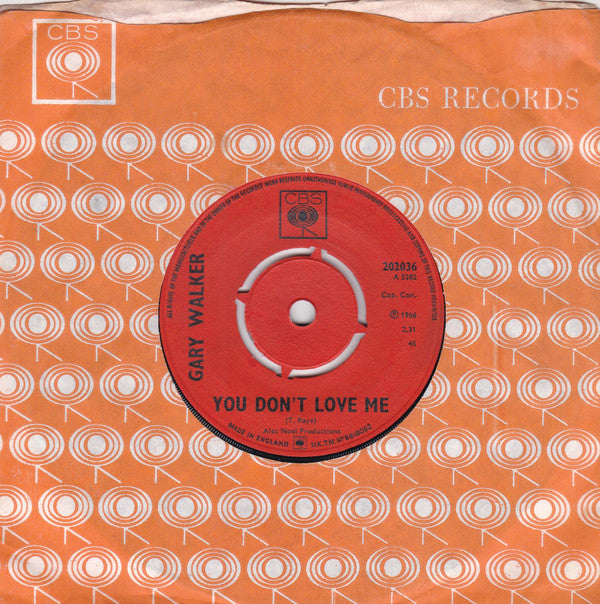 Gary Walker : You Don't Love Me (7", Single, Pus)