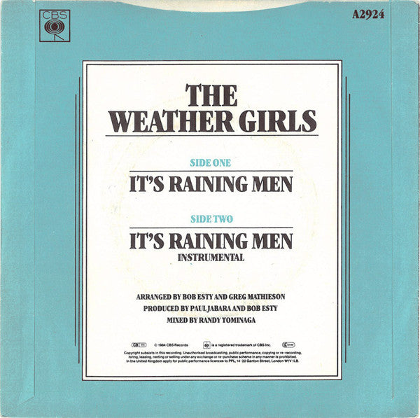 The Weather Girls : It's Raining Men (7", Single, RE)