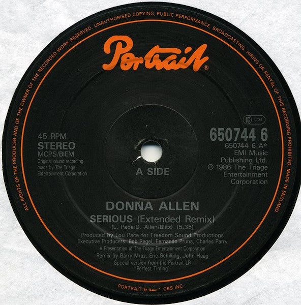 Donna Allen : Serious (Extended Remix) (12")