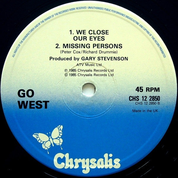 Go West : We Close Our Eyes (Total Overhang Mix) (12", Single)