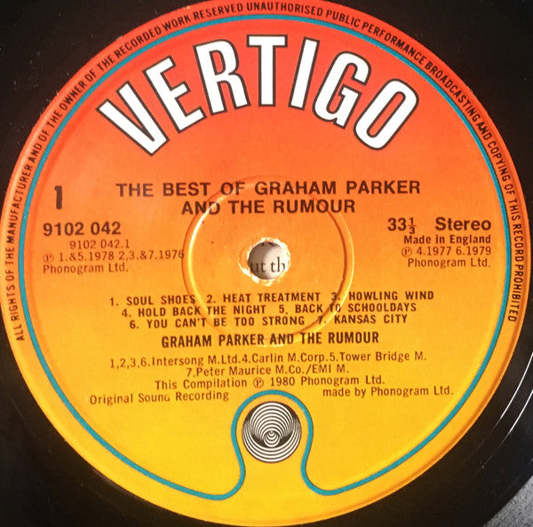 Graham Parker And The Rumour : The Best Of Graham Parker And The Rumour (LP, Comp)