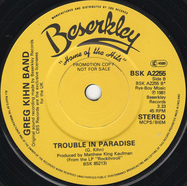 Greg Kihn Band : Happy Man (7", Promo)