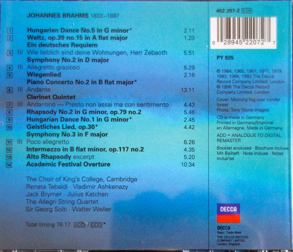 Various : The Romance of Brahms (CD, Comp)