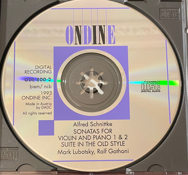 Alfred Schnittke, Mark Lubotsky, Ralf Gothóni : Sonatas For Violin And Piano 1 & 2 / Suite In The Old Style (CD, Album)