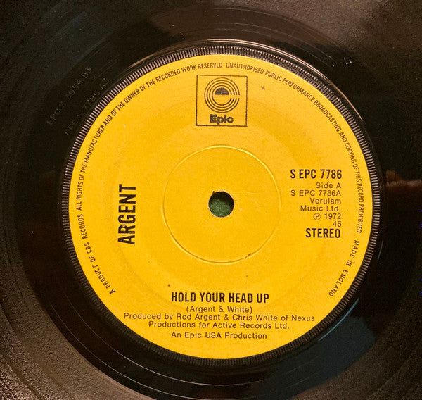 Argent : Hold Your Head Up (7", Single, Sol)