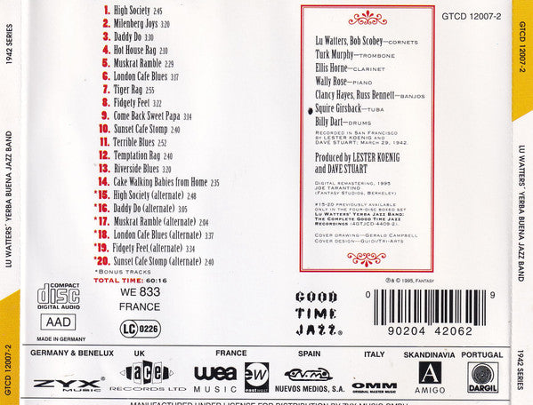 Lu Watters And The Yerba Buena Jazz Band : 1942 Series (CD, Comp, RM)