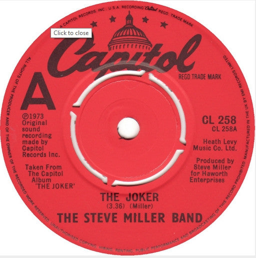 Steve Miller Band : The Joker (7", Single, RE)