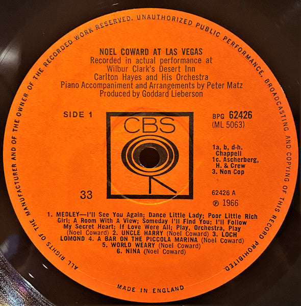 Nol Coward - At Las Vegas (LP) (Very Good Plus (VG)) - DaddyPop