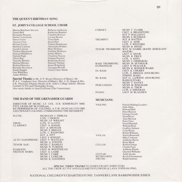 St. John's College Choir And The Band Of The Grenadier Guards : The Queen's Birthday Song (7", Single)