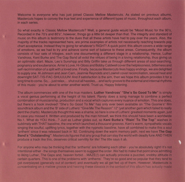 Various : Classic Mellow Mastercuts Volume 1 (CD, Comp, MPO)