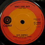 Glen Campbell : Honey Come Back (7", Single)