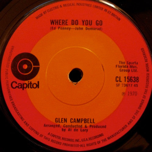 Glen Campbell : Honey Come Back (7", Single)