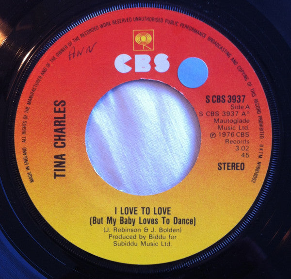 Tina Charles : I Love To Love (But My Baby Loves To Dance) (7", Single, RP, Lar)