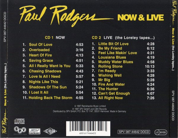 Paul Rodgers : Now & Live (The Loreley Tapes...) (CD, Album + CD, Album + Comp, Ltd, Num)