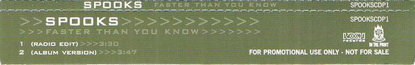 Spooks : Faster Than You Know (CD, Single, Promo)