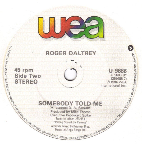 Roger Daltrey : Walking In My Sleep (7", Single)