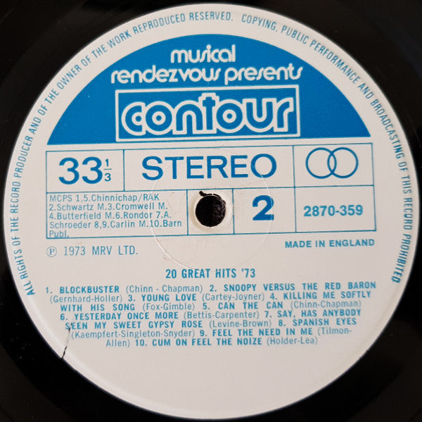 Unknown Artist : 20 Great Hits Of '73 (LP, Comp)