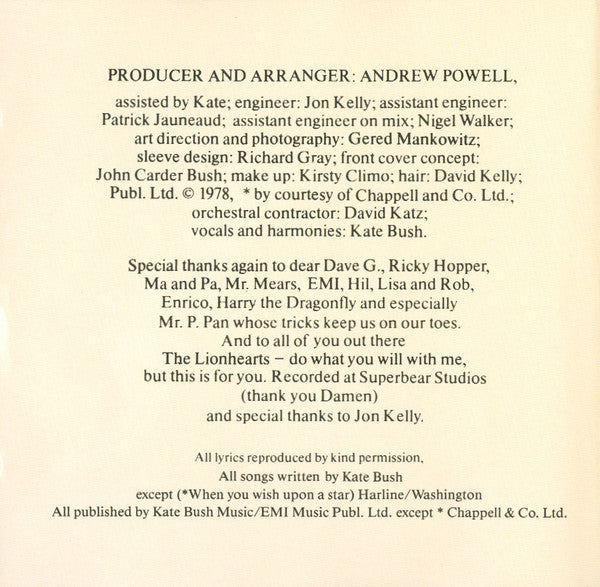 Kate Bush : Lionheart (CD, Album, RE)