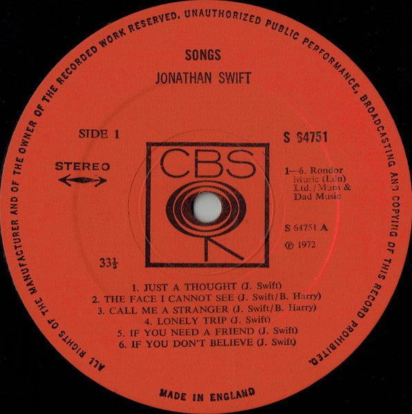 Jonathan Swift : Songs (LP, Album)