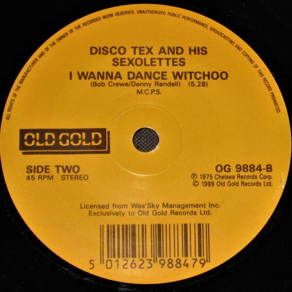 Disco Tex & His Sex-O-Lettes : Get Dancing / I Wanna Dance Witchoo (7", Single)