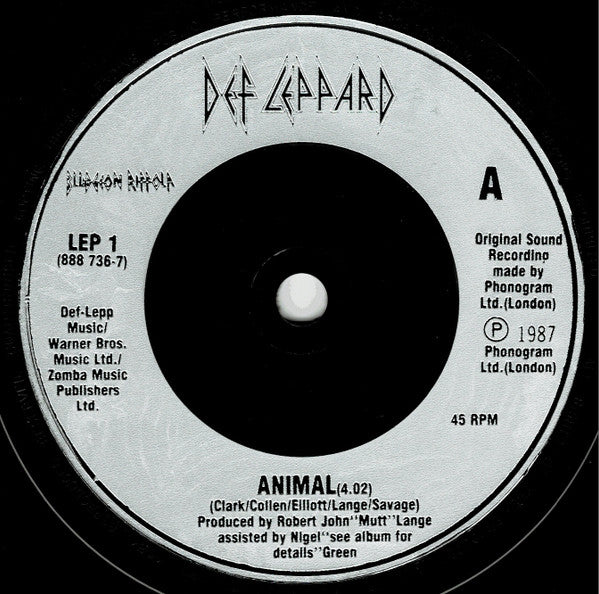 Def Leppard : Animal (7", Single, Sil)