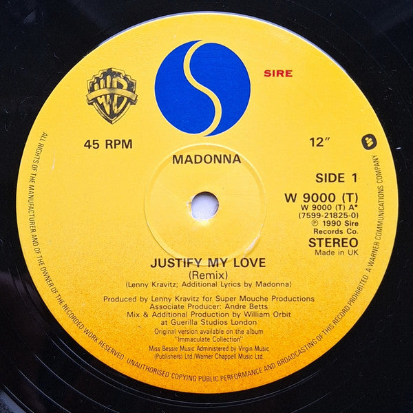 Madonna : Justify My Love (William Orbit Remix) (12", Single)