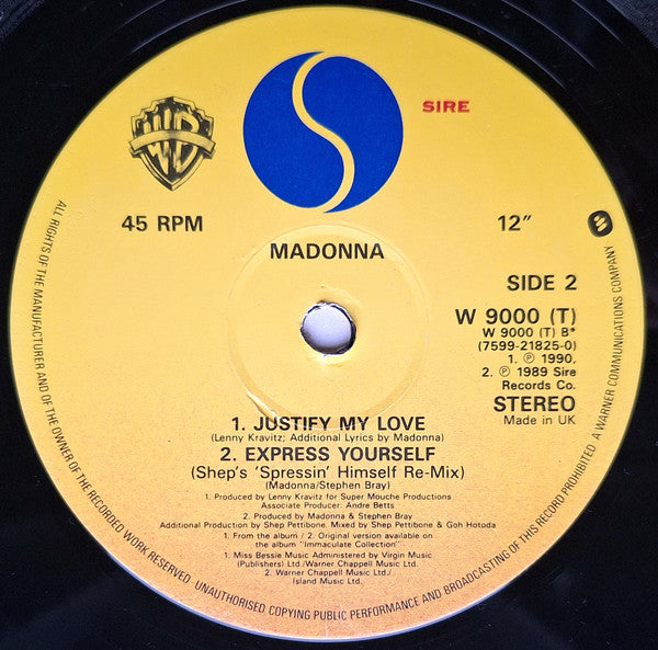 Madonna : Justify My Love (William Orbit Remix) (12", Single)