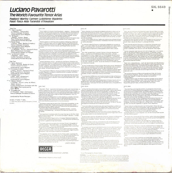 Luciano Pavarotti : The World's Favourite Tenor Arias (LP, Comp)
