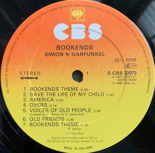 Simon & Garfunkel : Bookends (LP, Album, RE)