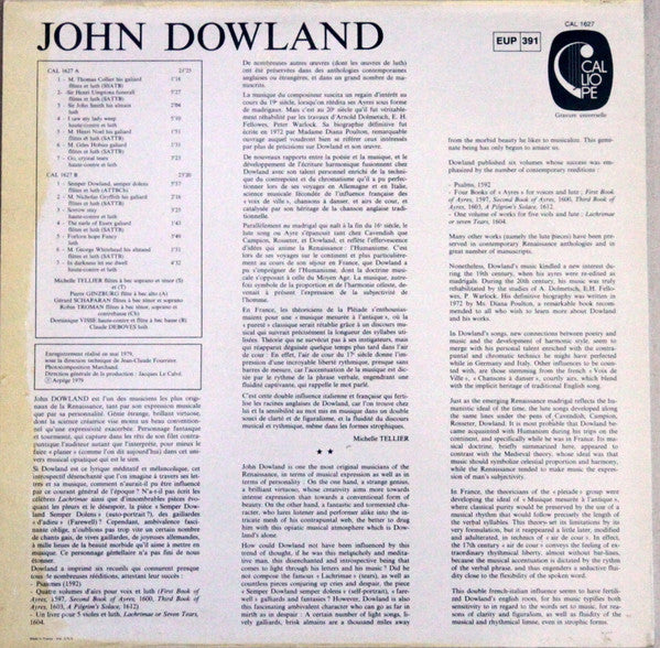 John Dowland, Collectif De Musique Ancienne De Paris : Ayres, Almands, Pavans, Galiards And Fantasie (LP)