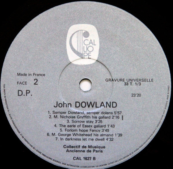 John Dowland, Collectif De Musique Ancienne De Paris : Ayres, Almands, Pavans, Galiards And Fantasie (LP)