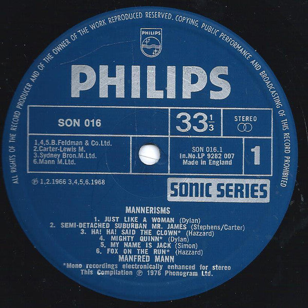 Manfred Mann : Mannerisms (LP, Comp, RM)