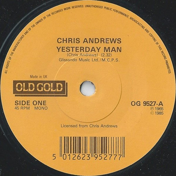 Chris Andrews (3) : Yesterday Man (7", Mono, RE)