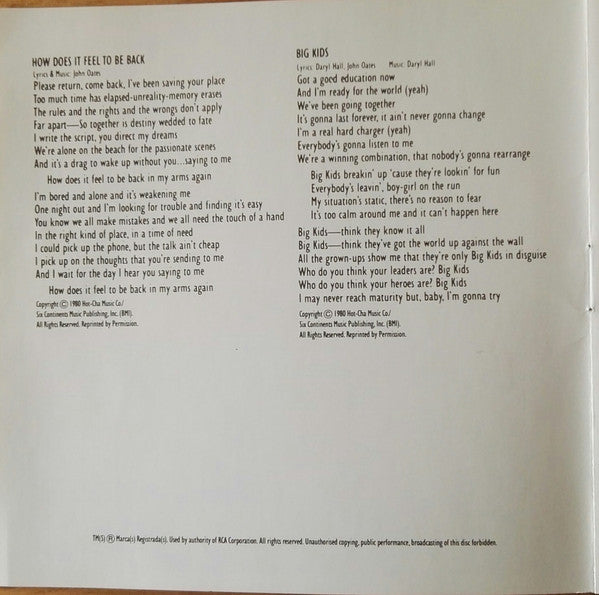 Daryl Hall & John Oates : Voices (CD, Album, RE)