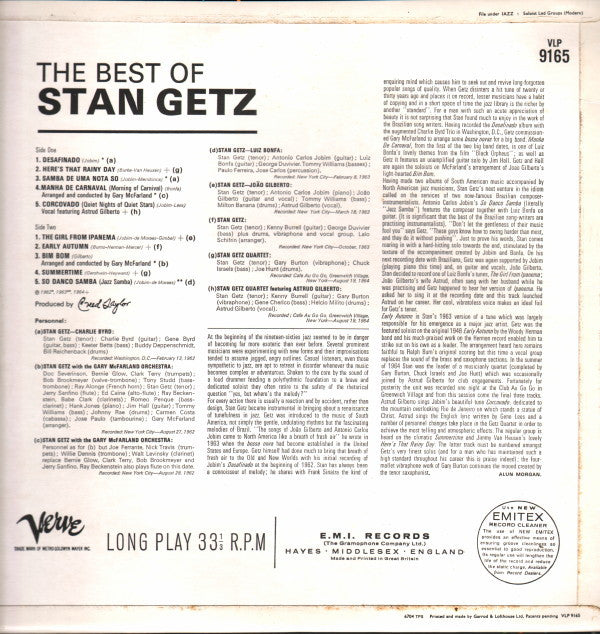 Stan Getz : The Best Of Stan Getz (LP, Album, Comp, Mono)