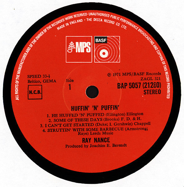 Ray Nance : Huffin' 'N' Puffin' (LP, Album)