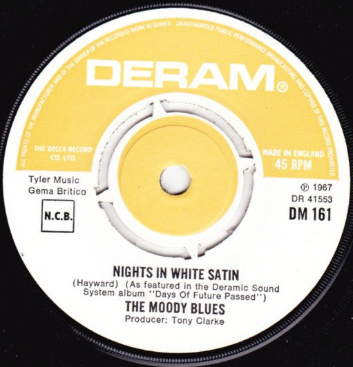 The Moody Blues : Nights In White Satin (7", Single, RE, Pus)