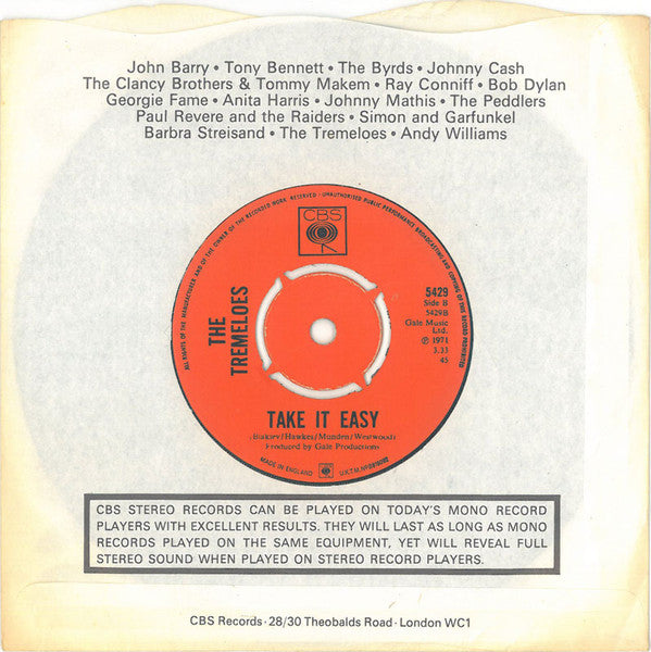 The Tremeloes : Right Wheel, Left Hammer, Sham (7", Single)