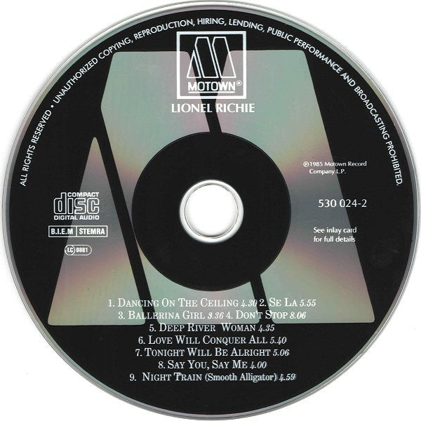 Lionel Richie : Dancing On The Ceiling (CD, Album, RE)