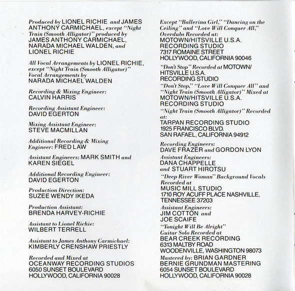 Lionel Richie : Dancing On The Ceiling (CD, Album, RE)