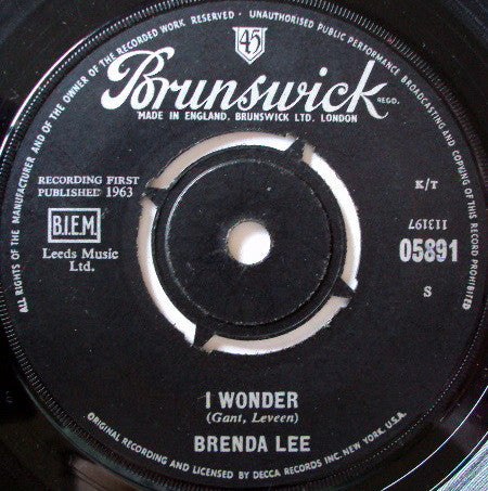 Brenda Lee : I Wonder (7", Single, 4-p)