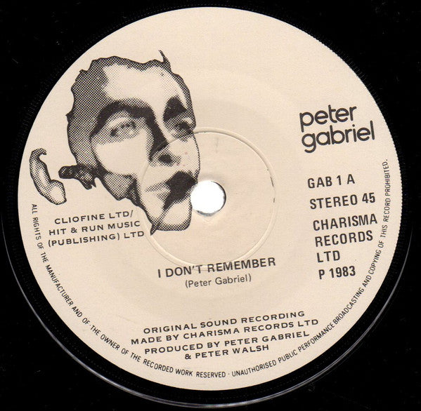Peter Gabriel : I Don't Remember (7", Single)