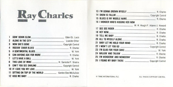 Ray Charles : Blues Is My Middle Name (CD, Album, Comp)