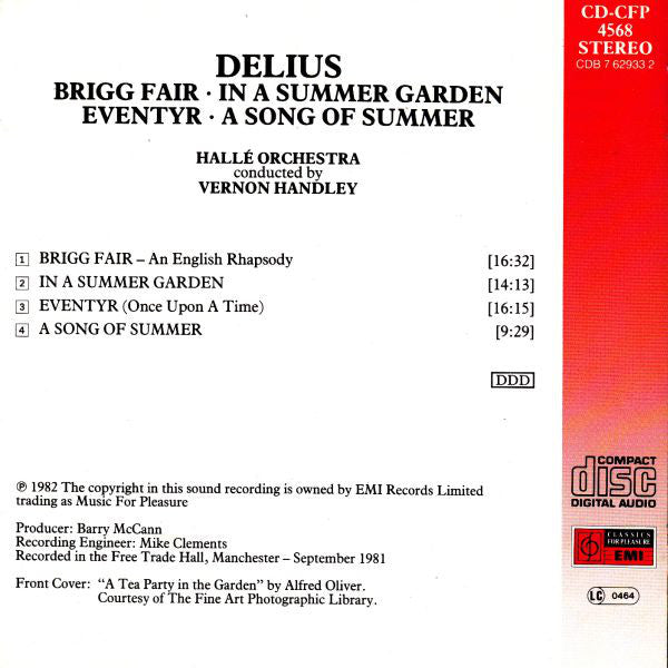 Frederick Delius, Hallé Orchestra, Vernon Handley : A Song Of Summer · Brigg Fair · In A Summer Garden ·  Eventyr (CD)