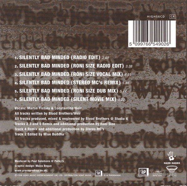 Pressure Drop Featuring Constantine Weir & Martin Fishley : Silently Bad Minded (CD, Single, Enh, Car)