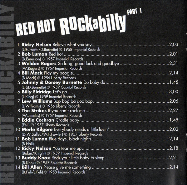 Various : Red Hot Rockabilly Part 1 (CD, Comp)