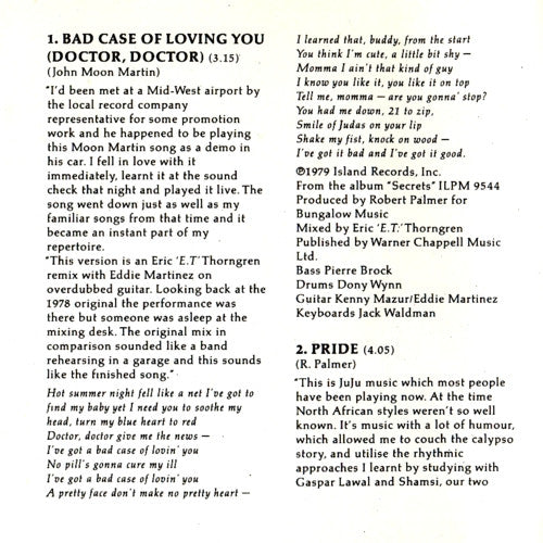 Robert Palmer : "Addictions" Volume I (CD, Comp)