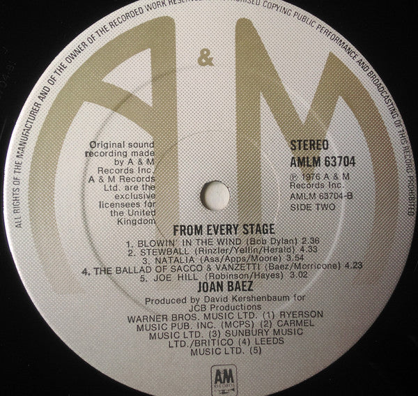 Joan Baez : From Every Stage (2xLP, Album, Gat)