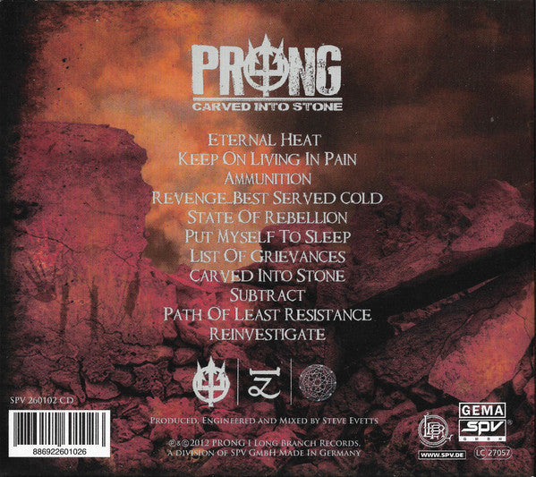 Prong : Carved Into Stone (CD, Album)