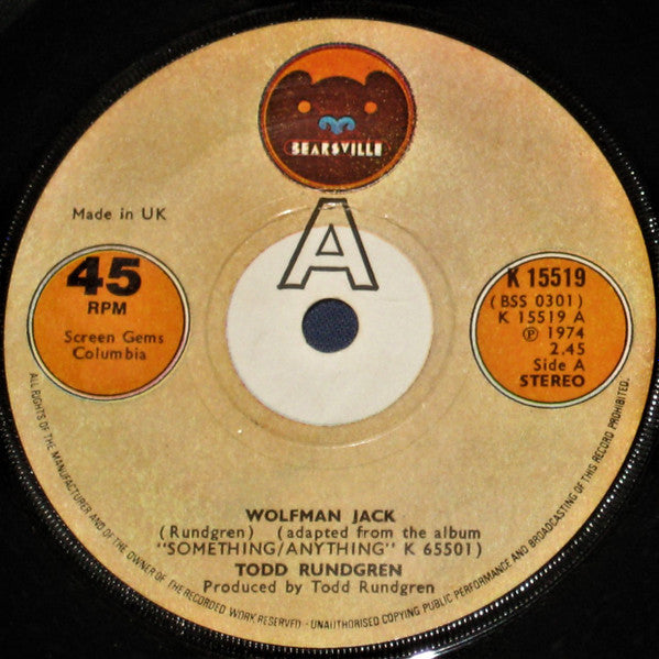 Todd Rundgren : Wolfman Jack (7", Single)